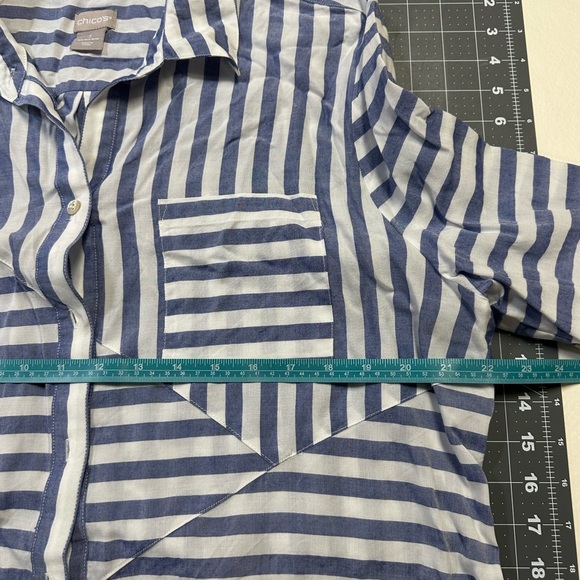 Chico’s crazy stripe button up top. - Picture 3 of 6